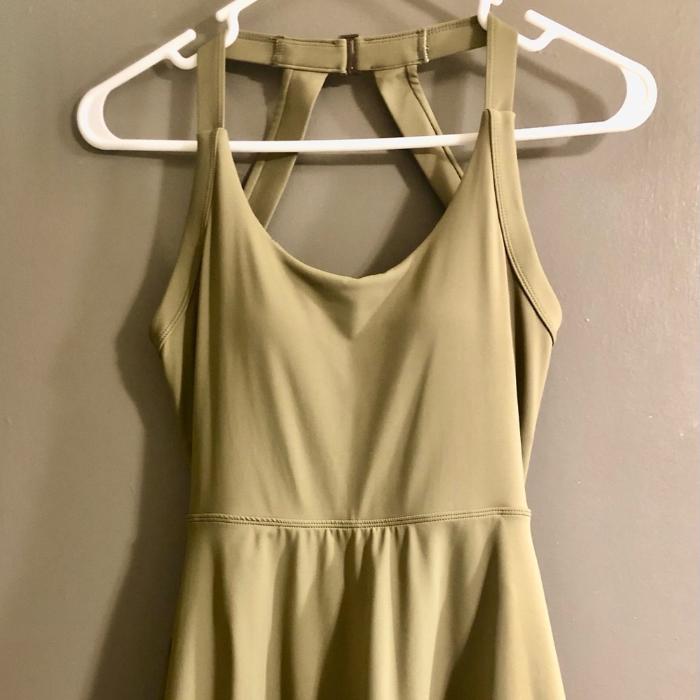 Open Back Olive Skater Dress